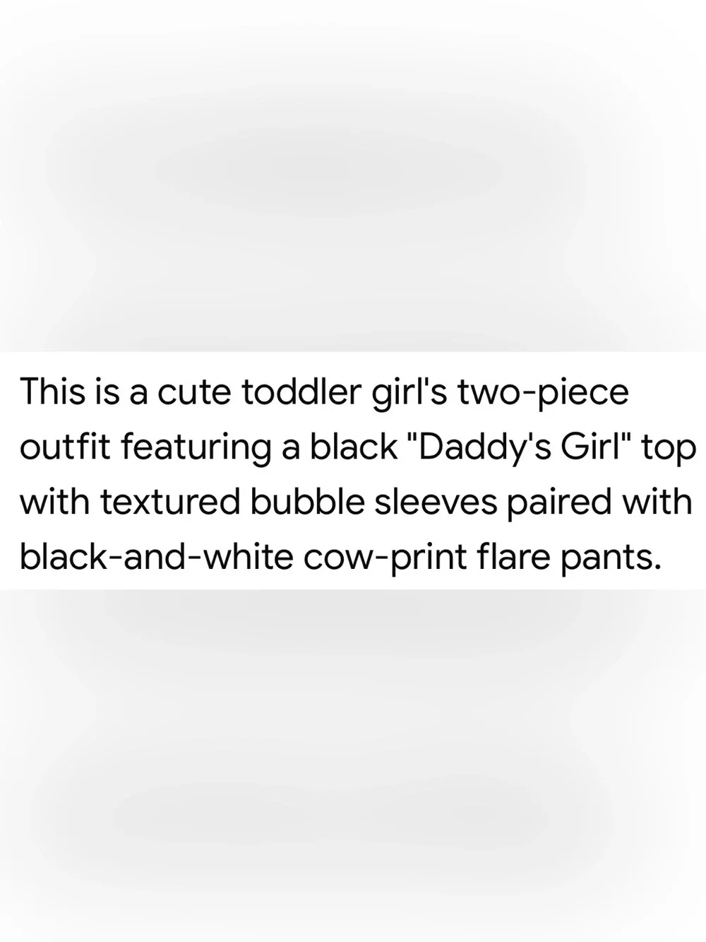Little Girls ‘Daddy's Girl’Black/White Cow Flare Bubble Sleeves Size-2-3 Yrs NEW